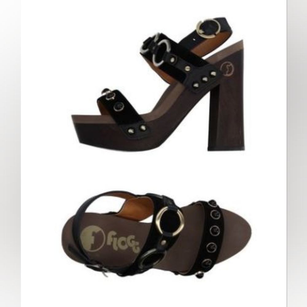 FLOGG Platform Wooden Block Heel Sandal